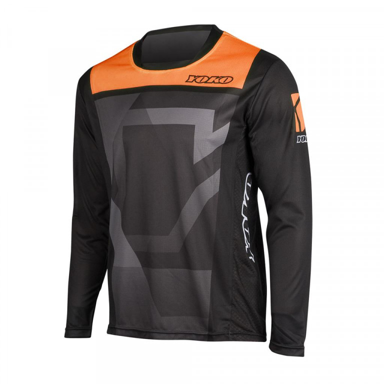 Detský motokrosový dres YOKO KISA čierno / oranžové L