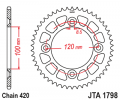 Hliníková reťazová rozeta JT JTA 1798-47BLK 47)T, nt((420 čierna